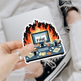 3Pcs Everything is Fine Sticker Funny Im Fine Sticker Meme Coworker Gift Its Fine Im Fine Everythings Fine Stickers Mental Health Decal for Laptop Water Bottle Toolbox Phone Car Gifts 3"x3"