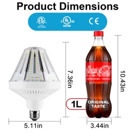 NS 1-Set 120W Ultra-Bright Flicker-Free LED Bulbs (18,500LM | 5000K Daylight | CRI 90) - Dual E39/E26 Base with Built-in Cooling Fan - Commercial Grade A17 Shape - ETL/UL/CE Certified.