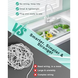 Kit de interruptor inalámbrico para triturador de basura, salida de control remoto, sin taladrar en la parte superior del fregadero, triturador de basura con interruptor de aire, 15A/1500 W con 4000 V antisobretensión, rango RF de 500 pies