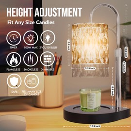 GEEZO Fragrance Candle Warmer Lamp with 2 Bulbs Electric Candle Warmer with Timer & Dimmer for Home Decor