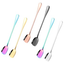 Set of 6 Latte Macchiato Spoons, Long Ice Cream Spoons Made of Stainless Steel, 18.7 cm Dessert Spoon, Teaspoon, Coffee Spoon for Cocktail Coffee Tea Milkshake Ice Cream Sundae Dessert