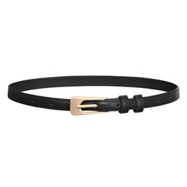 GRACE KARIN Leather Thin Belt for Women Black Skinny Belts Ladies Belt for Jeans Dress with Silver Buckle M