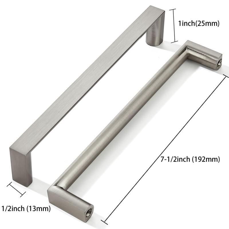 khtumeware 5 Pack 7-1/2 Inch(192mm) Brushed Satin Nickel Square Cabinet