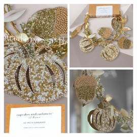 cupcakes & cashmere 42" Jeweled Beaded FALL White Pumpkin Garland Thanksgiving Cupcakes Cashmere NEW