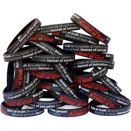 SayitBands 50 Armor of God Silicone Wristband Bracelets Ephesians 6:10-18
