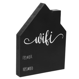 GLEAVI WLAN Network Sign WLAN Sign Wifi Password Decoration Table Sign for Home Office Café Restaurant Black (12.5 x 9.5 cm)