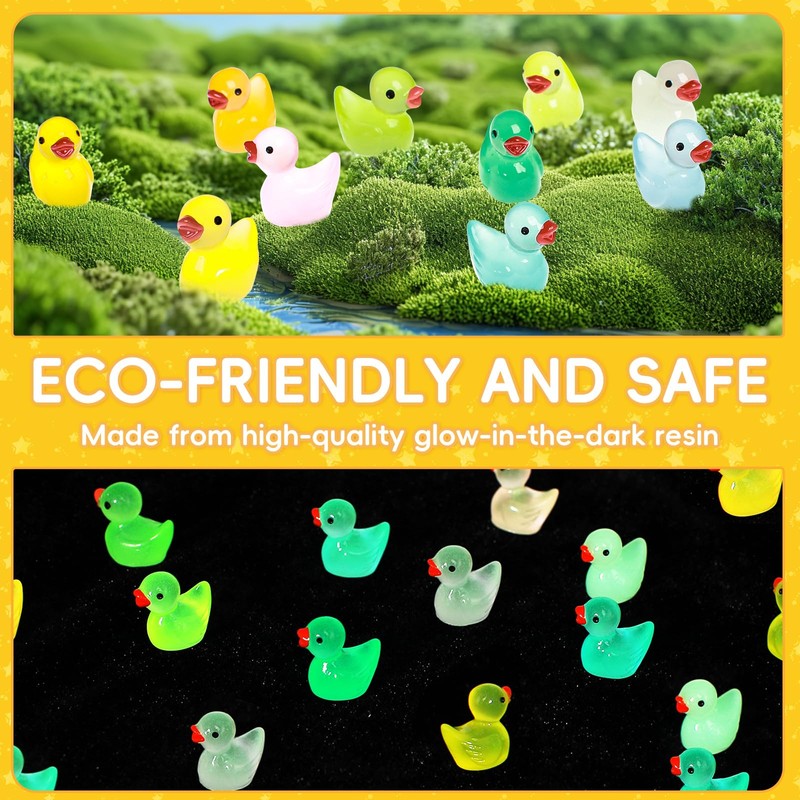 Mini Ducks 100 Pack Glow in The Dark Mini Resin