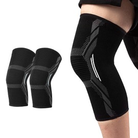 MILAIUN Knee Support for Men/Women, Set of 2, Knee Support for Relief Osteoarthritis, Compression Knee Support for Meniscus, Knee Brace for Meniscus, Sports, Running (L, Black)