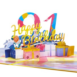 Ribbli Happy 21st Birthday Handmade 3D Pop Up Card,Greeting Card,21 Birthday Card,For Happy Birthday Card,21 Year Old Card,with Envelope