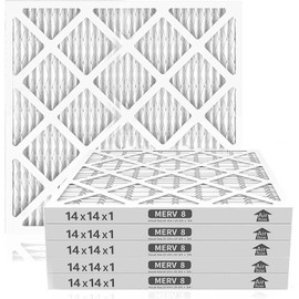14x14x1 AC Furnace Air Filters, MERV 8 Dust Defense (6-Pack), JASENG MPR 600 Pleated HVAC Air Filter Replacement (exact dimensions: 13 3/4"x13 3/4"x3/4")