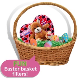 Hershey Kisses Chocolate Heart Box with Brown Bear Stuffed Animal, Individually Wrapped Candies, Valentines Gift