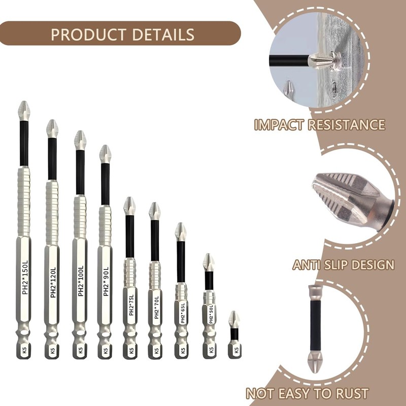 9 PCS High Magnetic Drill Bit Set, Electric Precision Anti