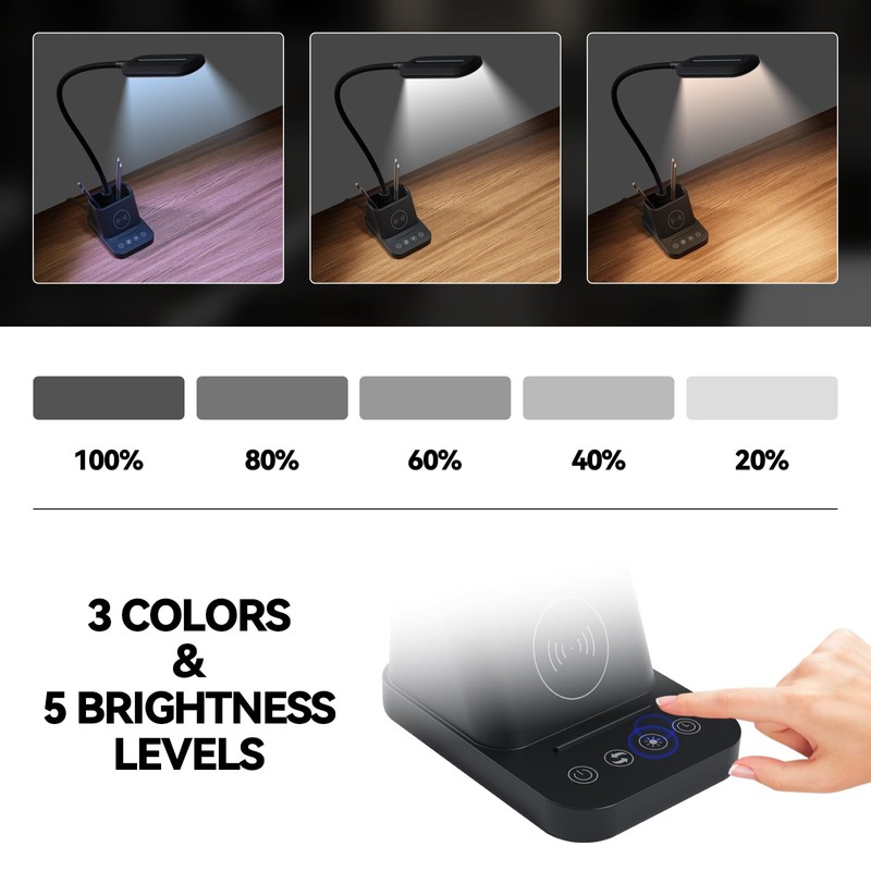 AXX LED Desk Lamp for College Dorm Room with Wireless