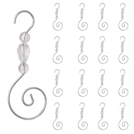 INCREWAY Ornament Hooks with 3 Transparent Beads Christmas Decorations Metal Wire Acrylic Crystal Clear Jeweled for Christmas Tree Ornament Hanger