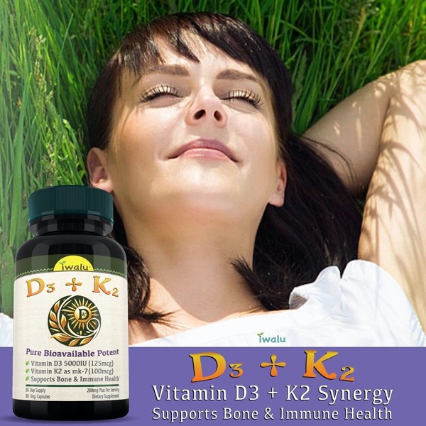 iwalu Vitamin K2 (Mk7) With D3 5000 Iu Supplement, Bioperine