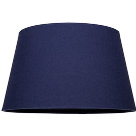 Traditional 14 Inch Navy Blue Linen Drum Table/Pendant Lampshade 60w Maximum | with Inner Cotton Fabric Lining | Reversible Gimbal by Happy Homewares