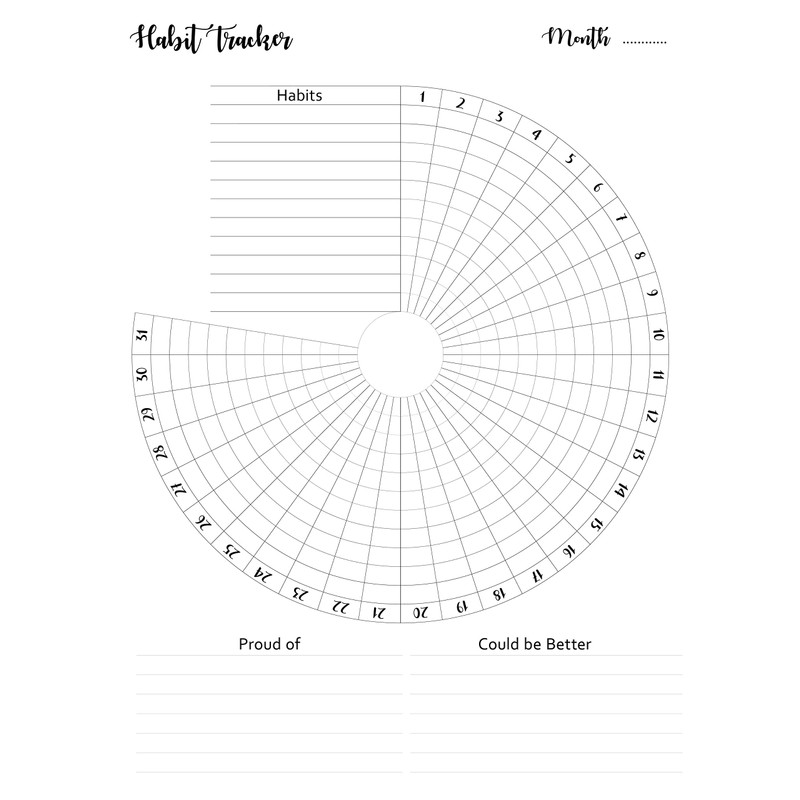 Habit Tracker Inserts for 9-Disc Planners (7 x 9.25 inches),