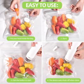 Vacuum Sealer for Food, with 30 Reusable Vacuum Bags, Handheld Vacuum Sealer with Auto-Stop、Detachable Filter and Visible Water Tank, Seal Meal Saver