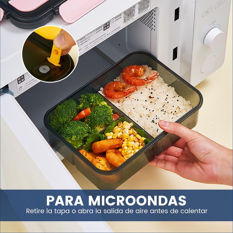 LENGSIDA Caja de Almueo, Fiambreras con 3 Compartimentos, 1500ml, con