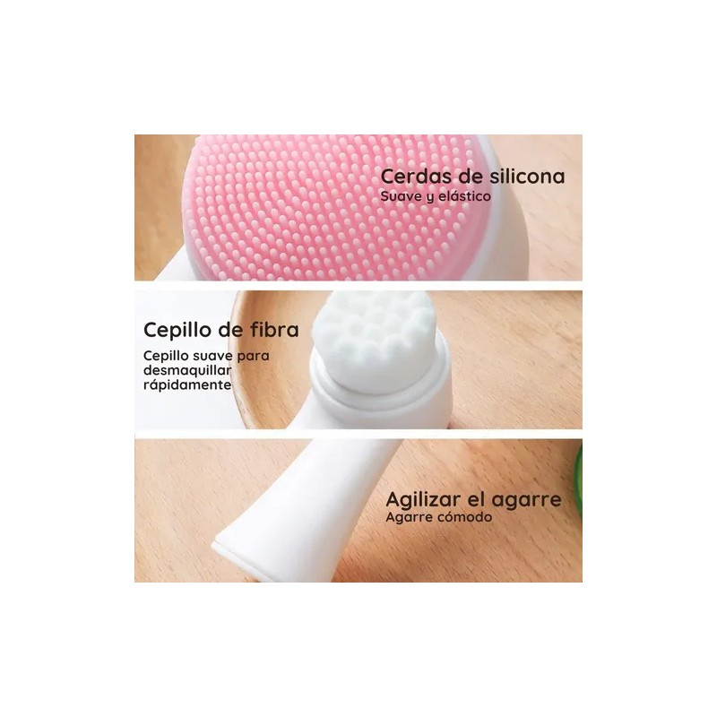 Cepillo Limpieza Facial Doble Cara Manual Exfoliante Skin F