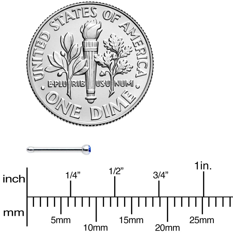 Body Candy Stainless Steel 1.57mm Blue Micro Nose Stud Bone