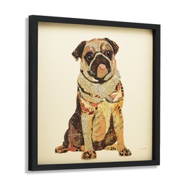Empire Art Direct My Puggy Dimensional Collage Handmade by Alex Zeng Framed Graphic Dog Wall Art, 25" x 25" x 1.4", Ready to Hang