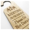 Meeting In Progress Do Not Disturb Wooden Hanging Door Knob