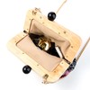 Abvokury Wooden Handle Sequin Embroidered Floral Handbag with Detachable Shoulder