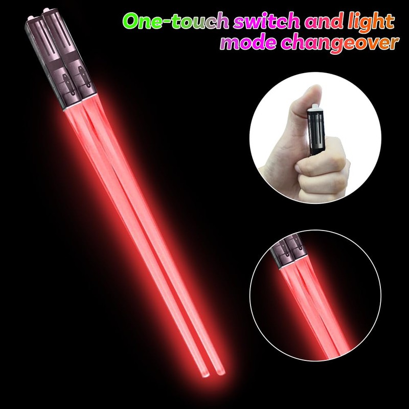 Joycabin 2 Pairs of Luminous Chopsticks, LED Lightsaber Chopsticks with