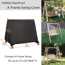 Porch Swing Cover 63 Inch Waterproof 600D Oxford Hanging Outdoor Swing Cover All Weather Protected Swing Covers for Outdoor Furniture (Black, A-Frame 72L x 55W x 67H inch)