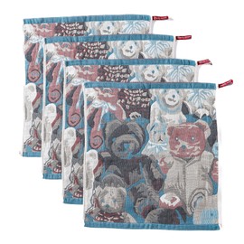 STASOPTK Cotton Washcloths,Dish Towels for Kitchen, 4 Pack Cotton Kitchen Towels with Cute Bear Design, Multi-Purpose Dish Cloths for Washing Dishes, Hand Towels for Kitchen Decor