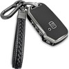 Yonmcfn for kia Key fob Cover with Metal/Leather Keychain,TPU 5 Buttons Key case,Compatible with NIRO Sorento Seltos Soul Telluride Cerato Ceed Forte Remote Smart Key,car Key Accessories,Black