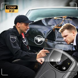 SYDYAM 1296P 64GB Body Camera Wearable, Police Body Cam with Loop Recording, Waterproof Camcorder Video Camera for Outdoor Travel Vlog Surveillance, Support 512GB Memory Card Expansion