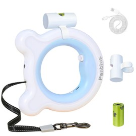 Panbius Pets 9.84ft Retractable Dog Leashes with LED Up to 66 lbs Anti-Slip Handle and 360°No Tangle Dogs Walking Leash with Built in Poop Bag for Small/Medium/Large Breeds (Blue)