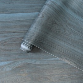 Peacock Blue Wallpaper Wood Grain Contact Paper for Cabinets Wood Look Wallpaper with Air Guide Slot Design 31.5x158 inch Peel and Stick Countertops Wood Vinyl Wrap Waterproof Countertop Contact Paper