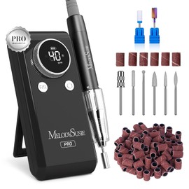 MelodySusie Professional 2 in 1 Nail Drill Kit 40,000 RPM, MB420G Brushless Portable Cordless Rechargeable Electric Nail File, Efile Nail Drill Machine for Acrylic Gel Nails Polishing Removing, Black