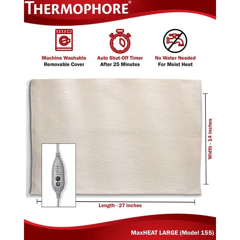 Thermophore MaxHeat Arthritis Pad Moist Heating Pad Size Large 14"