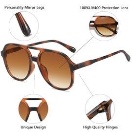 aisswzber Retro Aviator Sunglasses for Women Men Classic 70s Vintage Trendy Square Aviators Sun Glasses