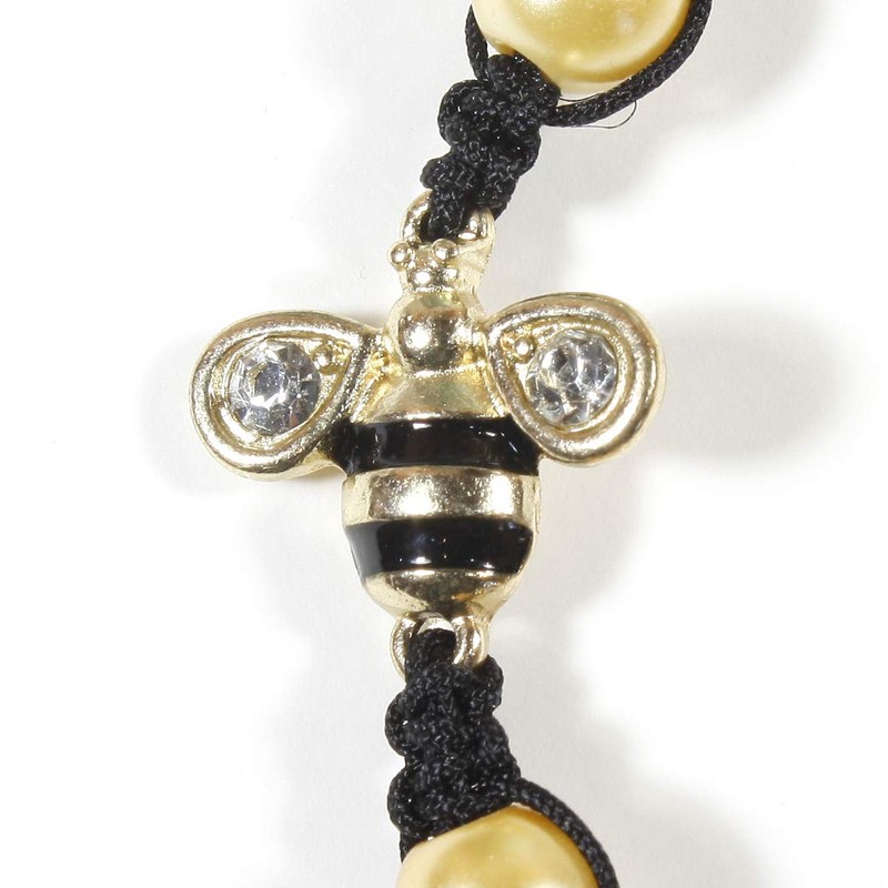 Style ARThouse Little Bumblebee, Bee Charm with Rhinestones on Macrame