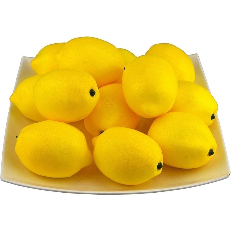Fxieng 6 Pcs Yellow Mini Lemon Decor Fake Fruit Home