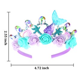 Semato Mermaid Crown Starfish Headband - Mermaid Birthday Decorations & Party Favors - Purple - One Size Fits Most - Girls