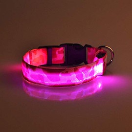 A4DOG LED Dog Collar, USB Rechargeable Light Up Collar, Night Walking Safety Lights for Small, Medium & Large Dogs