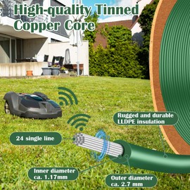 GROFIS 50 m Boundary Cable Robotic Lawnmower + 20 Pegs + 5 Waterproof Cable Connectors + 5 Branch Connectors, Universal Boundary Wire Lawn Robot Accessory Set, Compatible with Gardena Bosch Worx