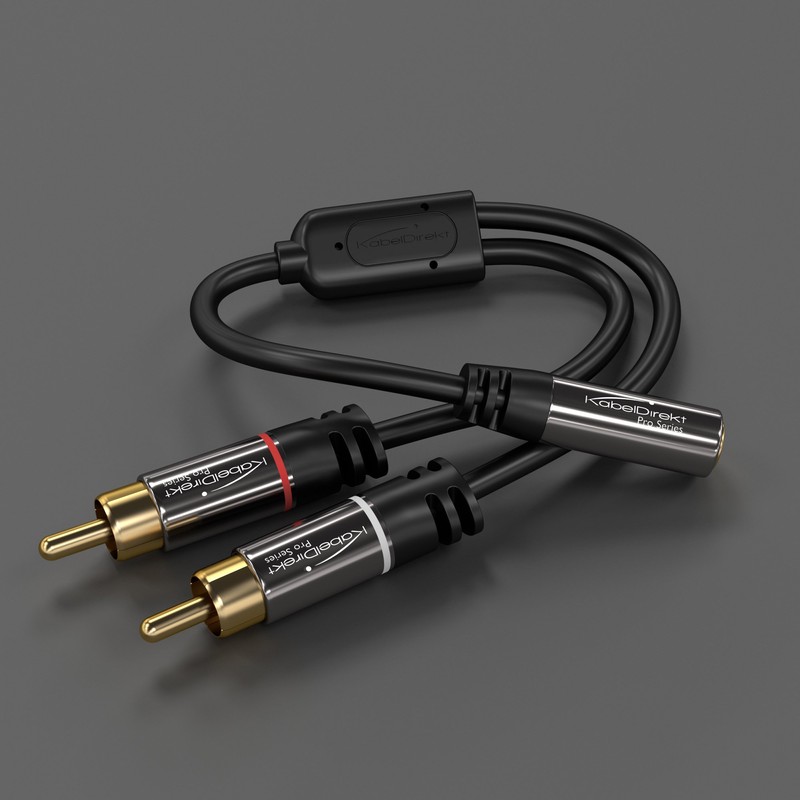 KabelDirekt – 3,5mm Adapter Kabel – 0,2m (2 x Cinch