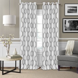 Elrene Home Fashions Renzo Ikat Geometric Linen Room Darkening Window Curtain Panel, 52" x 84" (1 Panel , Light Gray)