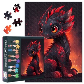 Animal Jigsaw Puzzles for Adults Cute Little Baby Dragon 1000 Piece Book Room Puzzle for Adults Challenging Family Puzzle Dragon Jigsaw Puzzles as Home Decor