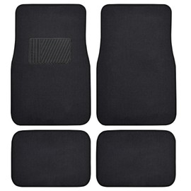 BDK MT-100-BK Classic Carpet Floor Mats for Car & Auto - Universal Fit -Front & Rear with Heelpad (Black)