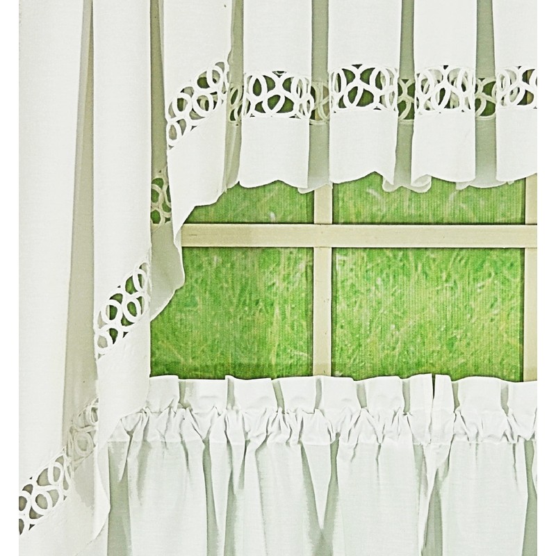 Today's Curtain Hellina Tapework Window Swag, 38-Inch, White