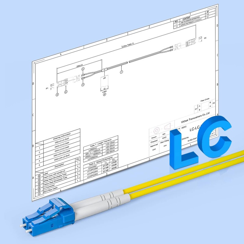 10Gtek Fiber Patch Cable - LC to LC OS2 10Gb/Gigabit