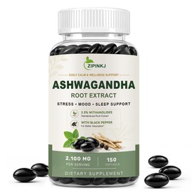 Organic Ashwagandha Supplement 2100mg for Stress & Mood Support, 150 Count